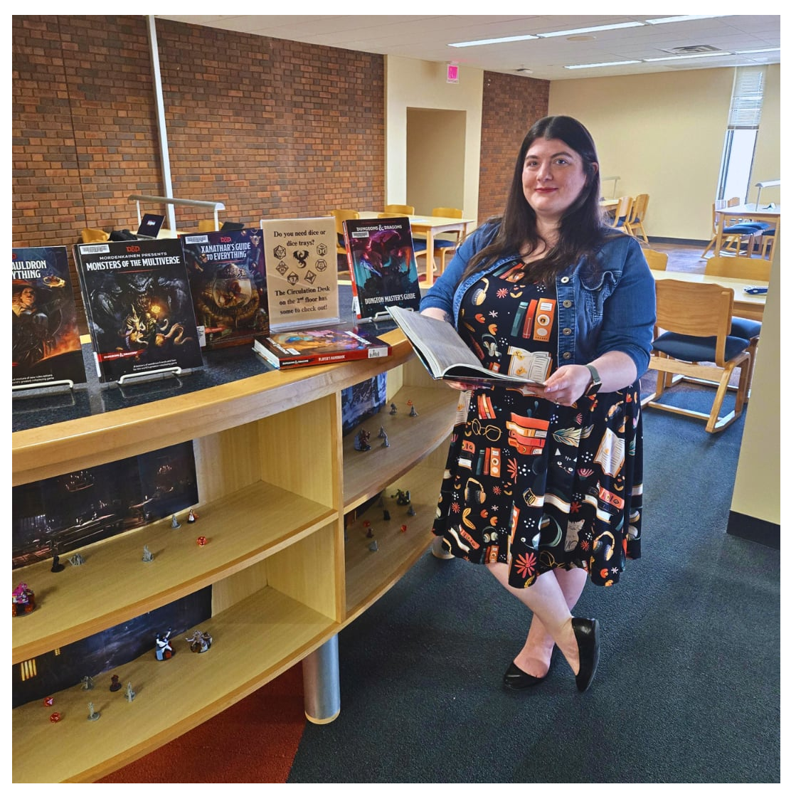 Caitlyn Sanow-Minett at the library